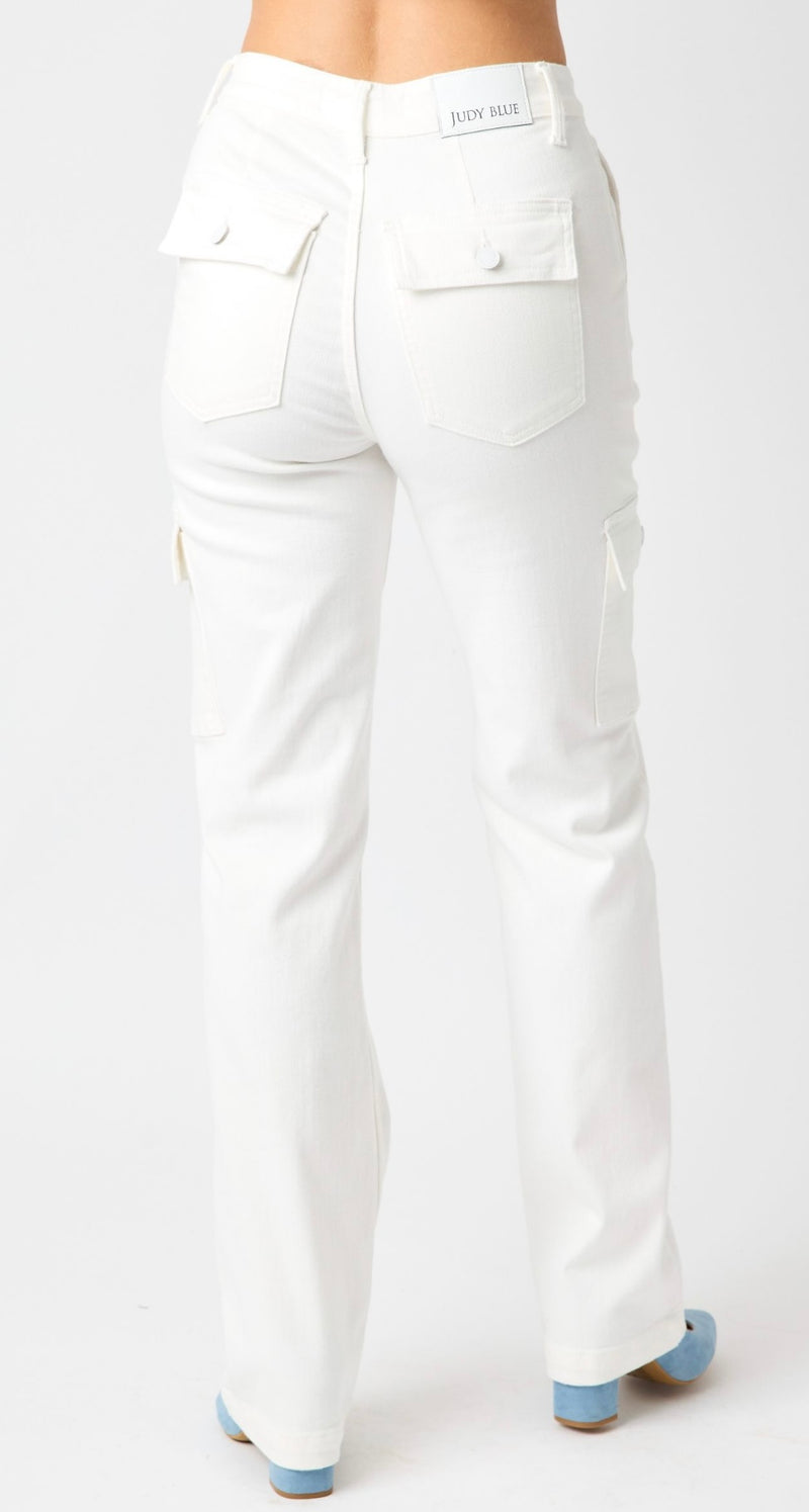 Judy Blue WHITE Cargo Jeans