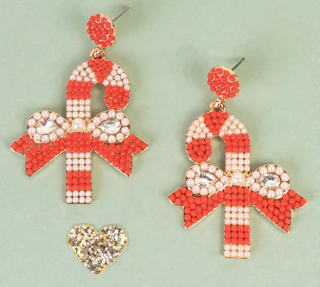 Golden Glam Candy Cane Earrings