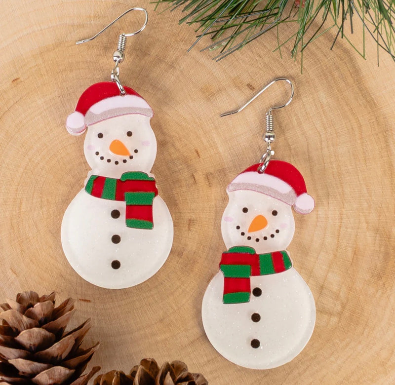 Frosty Sparkle Snowman Earrings