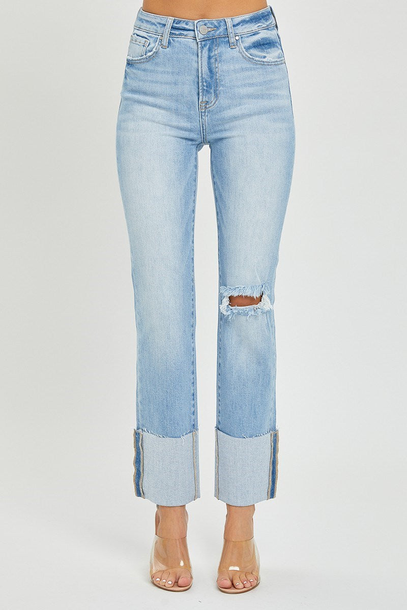 Risen High-Rise Wide Cuff Straight Jean