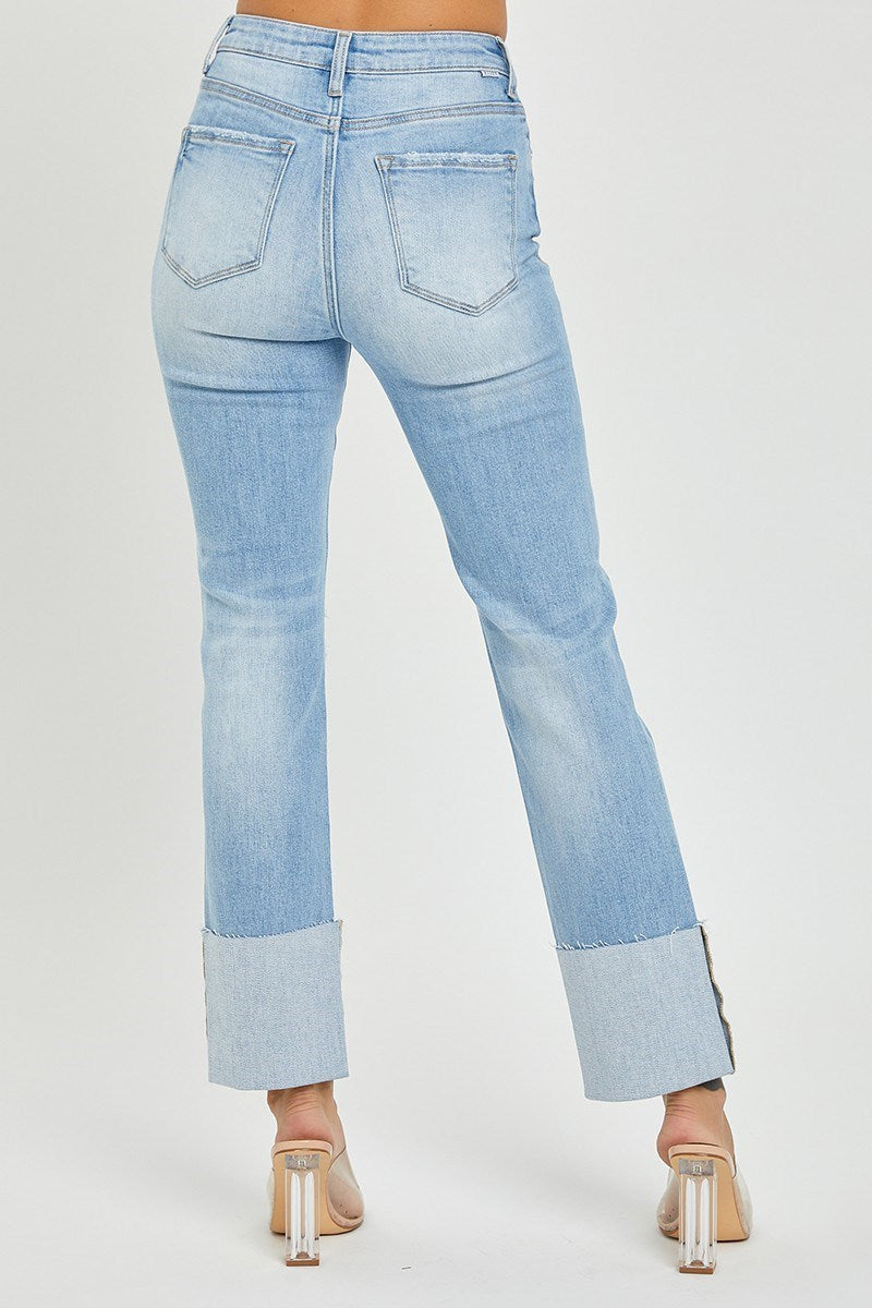 Risen High-Rise Wide Cuff Straight Jean