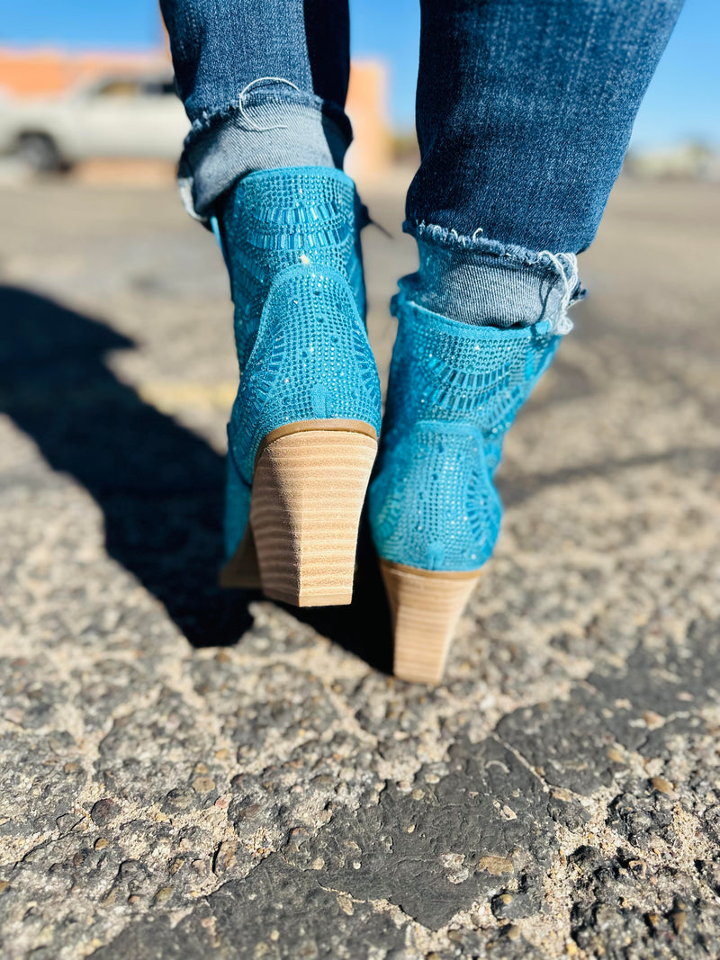 Very G Blinging Maze Turquoise Bootie