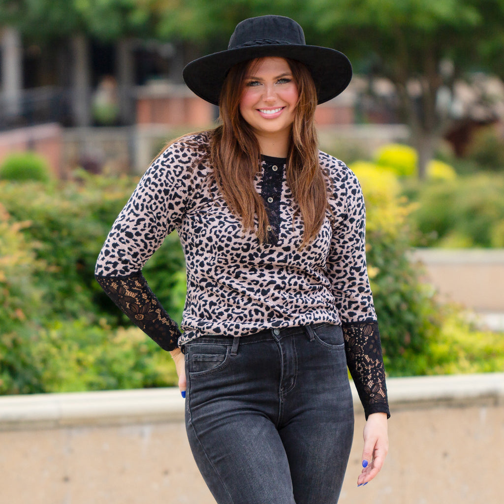 Leopard Print Lace Sleeve