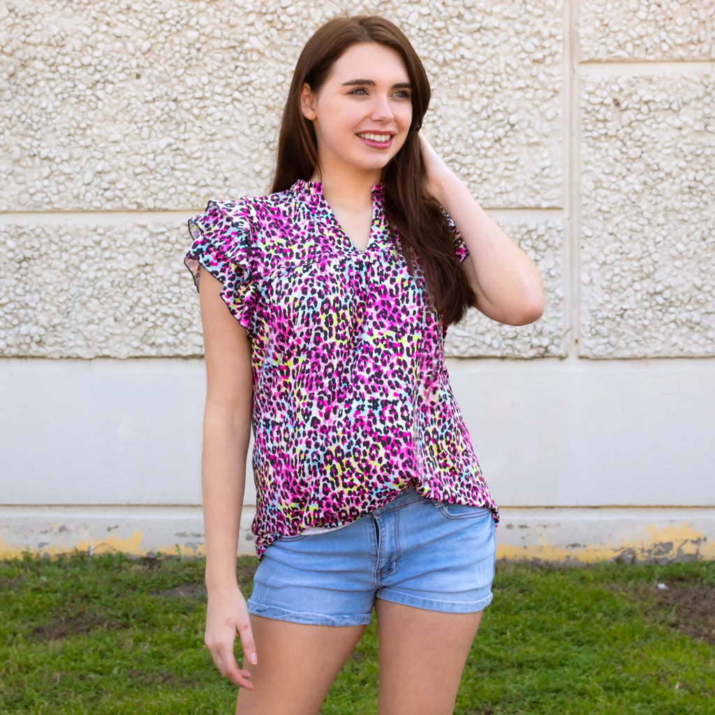 Colorful Ruffle with Leopard Top