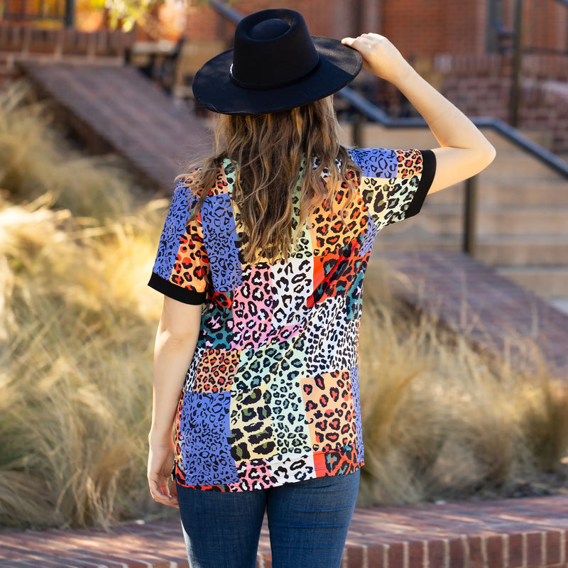 Colorful Color Block with Leopard Top