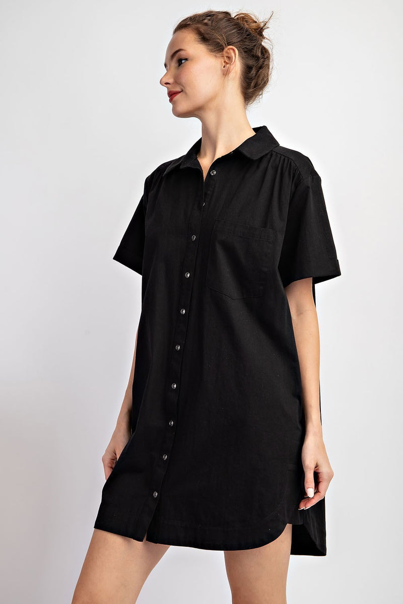 SHORT SLEEVE BUTTON DOWN MINI DRESS