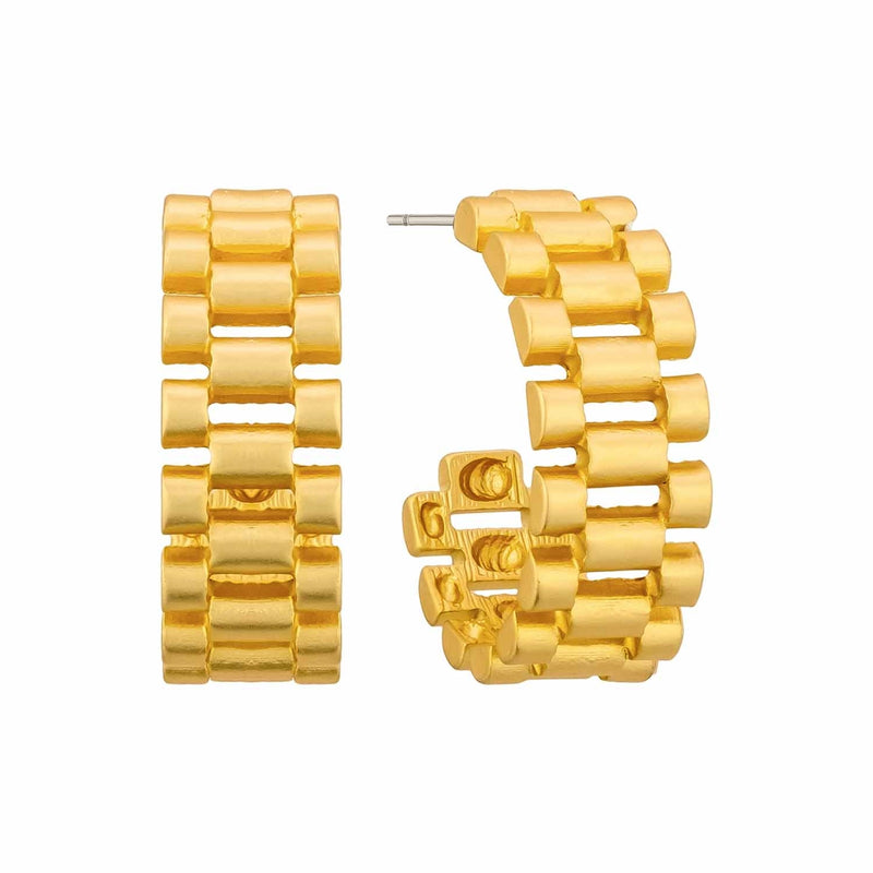 Gold Watch Chain Earrings