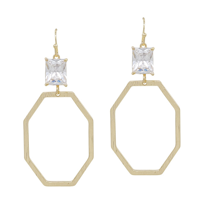 Open Octagon with Crystal Earrings