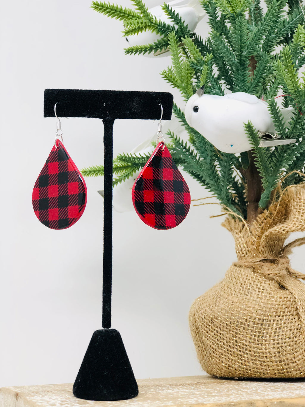 Black & Red Plaid Earrings