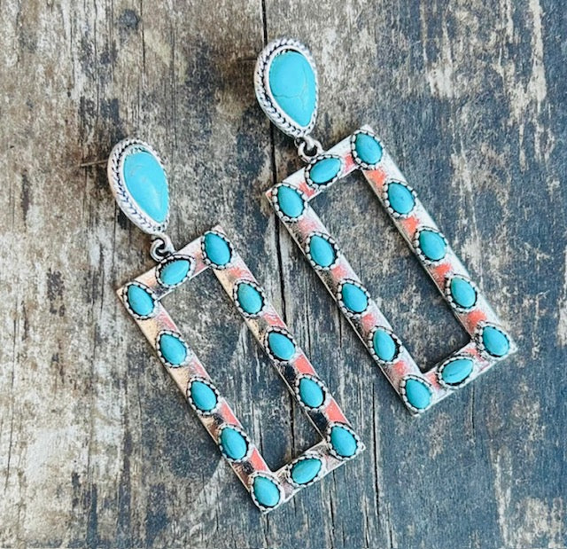 Turquoise Square Post Earrings