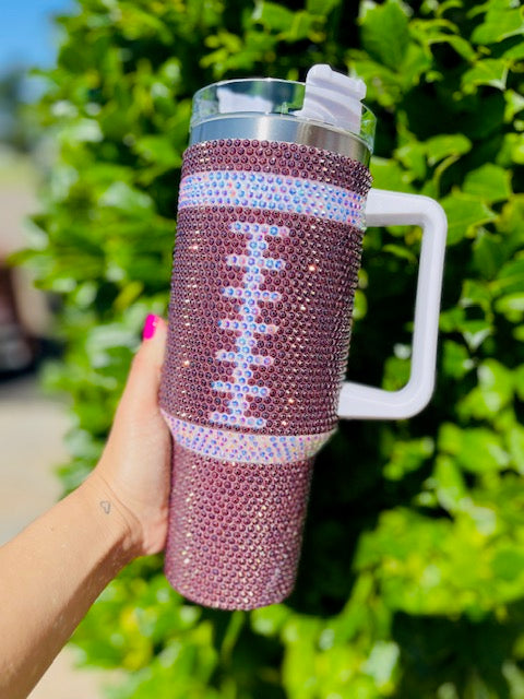 Brown Bling Football Tumbler