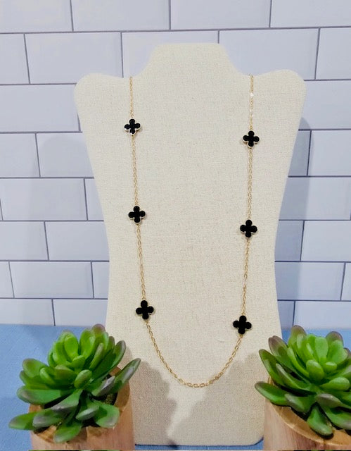 Gold/Black Clover Long Necklace