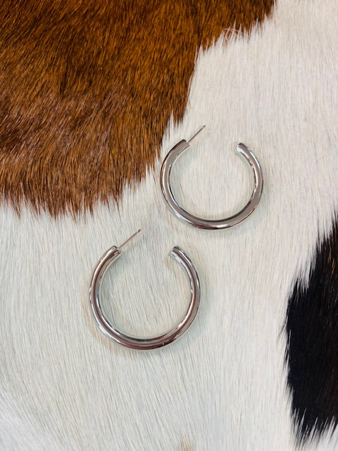 Silver Thin Hoops