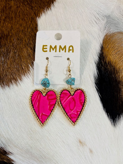 Boot Stitch Heart Earrings