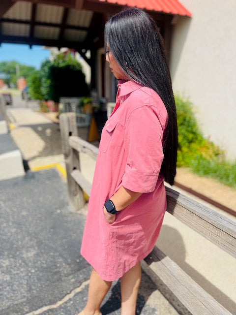 Dusty Rose Shirt Dress