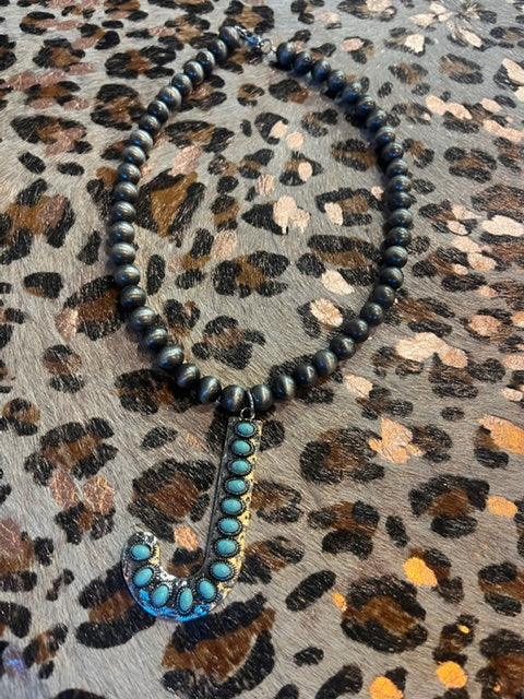 Turquoise Initial Necklace