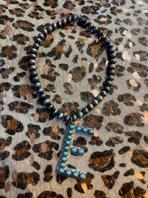 Turquoise Initial Necklace