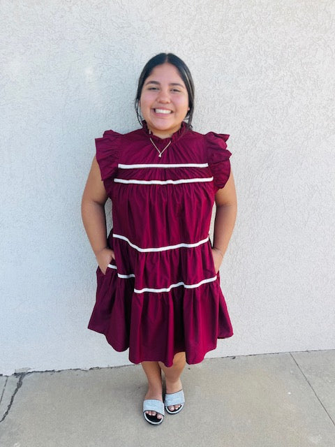 Mock Maroon Dress