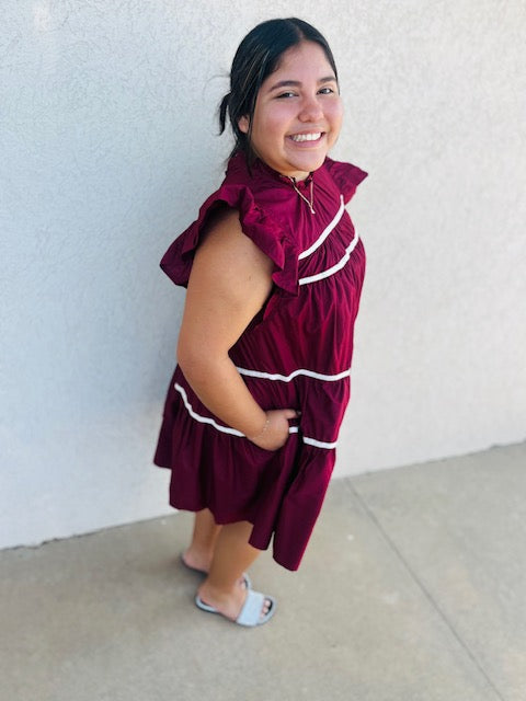 Mock Maroon Dress