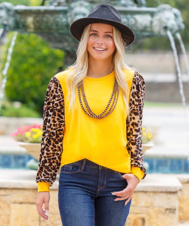 Leopard Puffed Top Gold