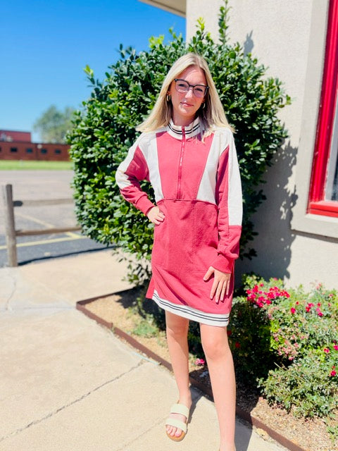 Blocked Sweater Dress