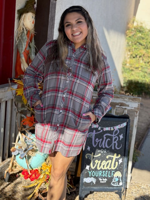 Grey/Red Flannel Dress