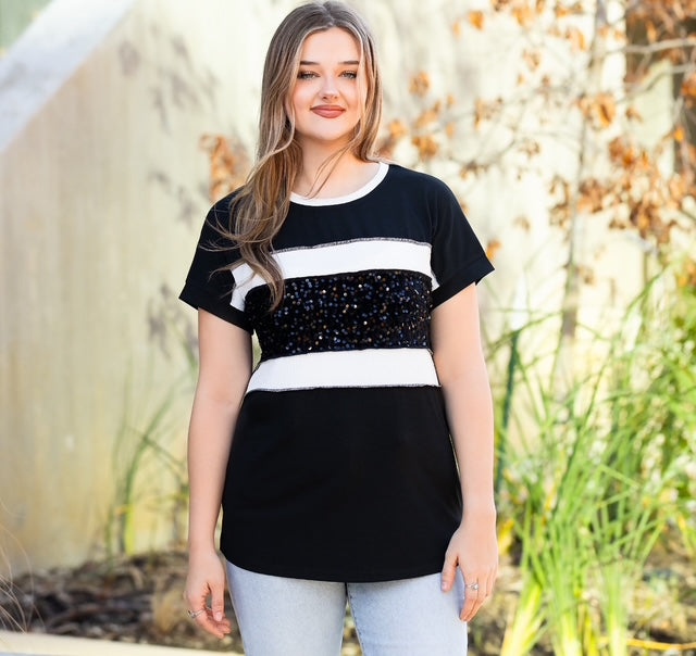 Striped Sequin Top