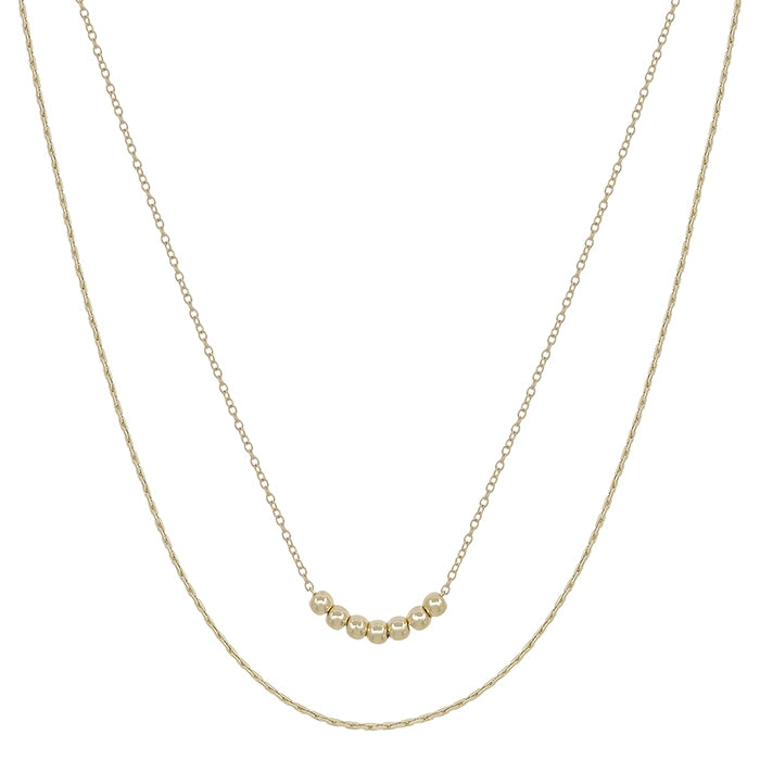 Layered Chain with Beaded Chain Necklace