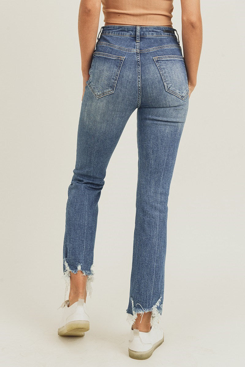 Risen Frayed Hem Ankle Flare Jean