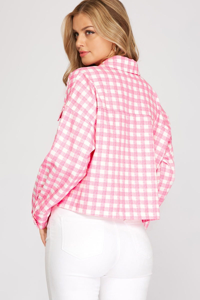 Bubblegum Pink & White Checkered Jacket
