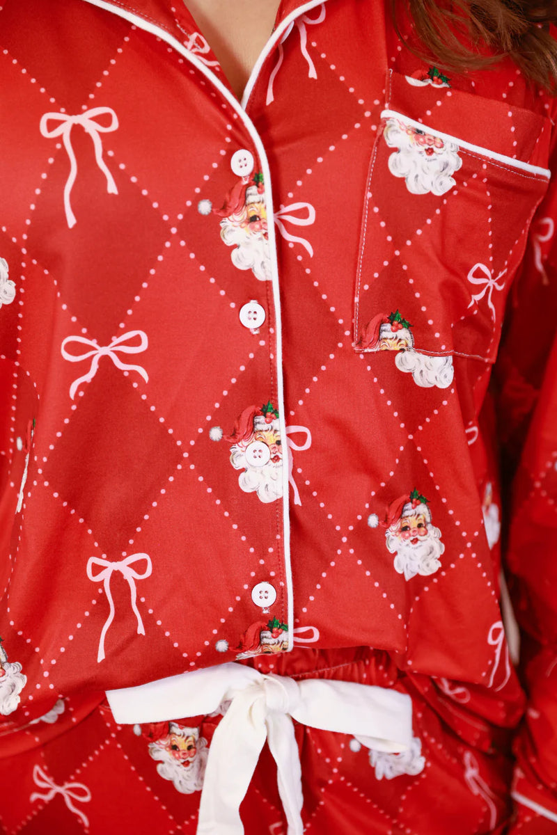 **PREORDER**-Santa's Signature Bow Ruffle Pajama Set