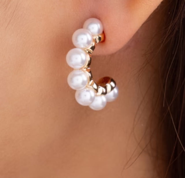 Small Pearl Hoops