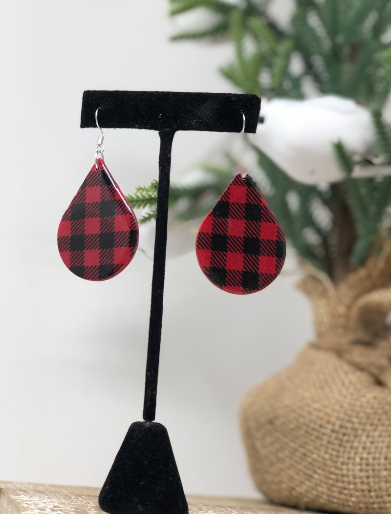 Black & Red Plaid Earrings