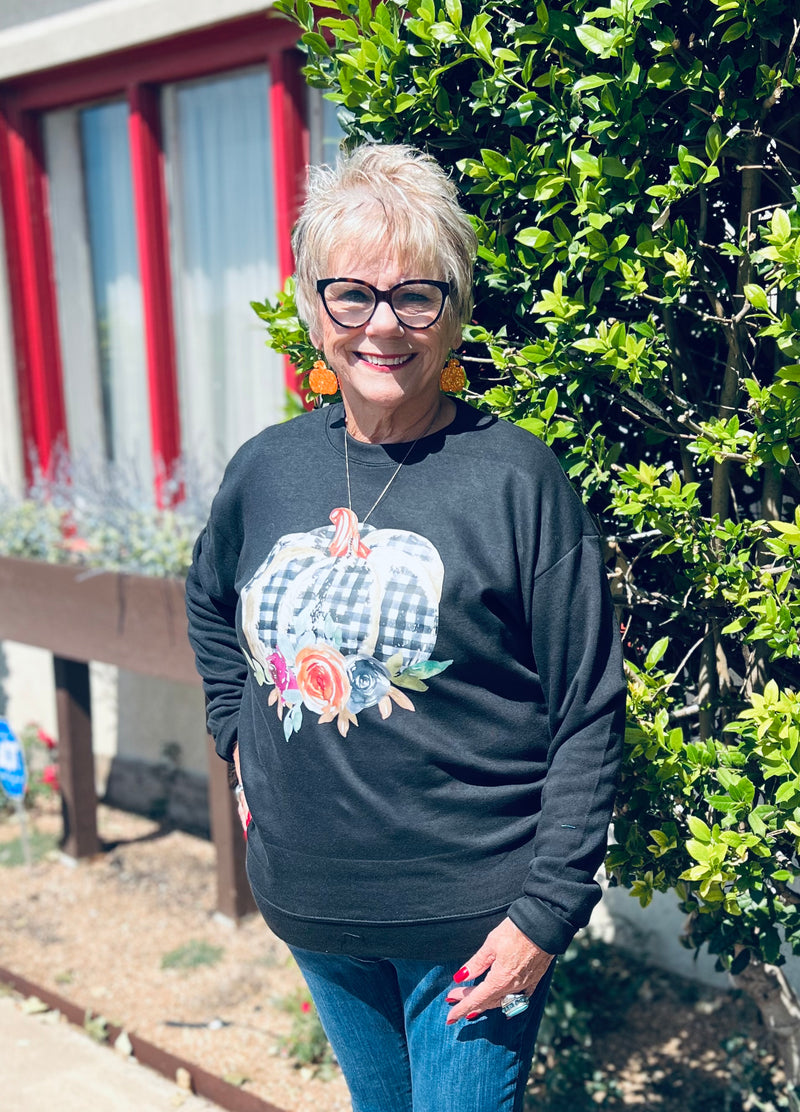 Black & White Plaid Pumpkin Sweatshirt