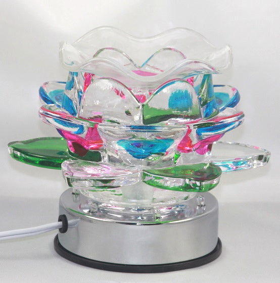Clear Pink, Green and Blue Flower Warmer