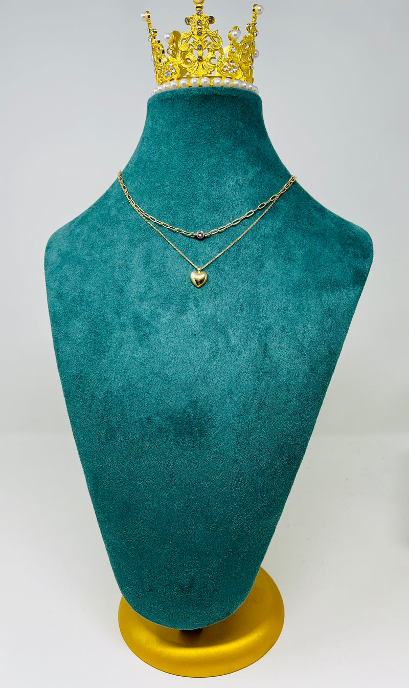 Dainty Chain with a Heart Layered Necklace