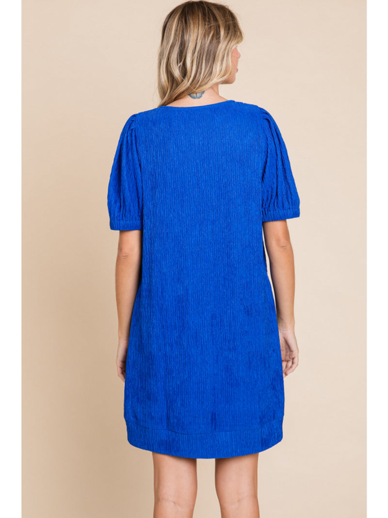 Ribbed Knit Dress Royal Blue