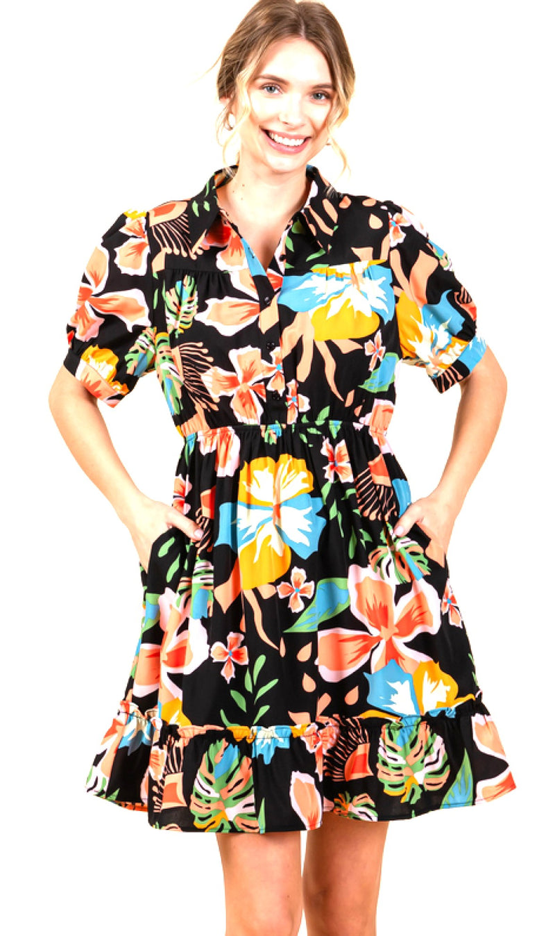Tropical Waisted Dress