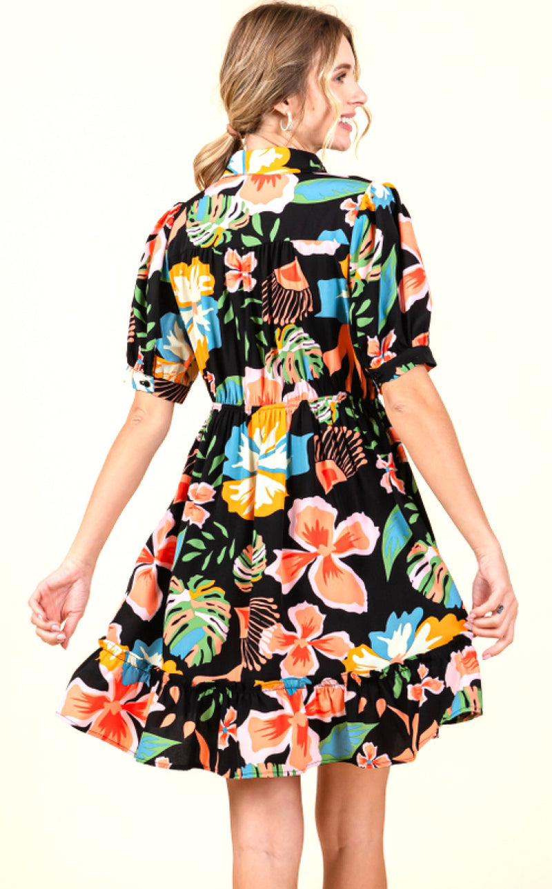 Tropical Waisted Dress