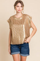 Taupe Metallic Top