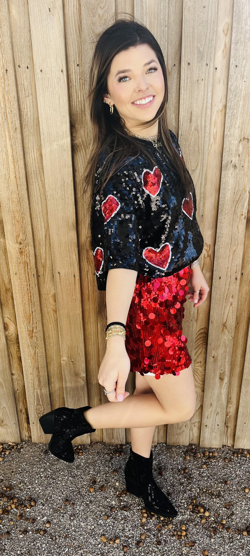 RED Sequin Chainmail Mini Skirt