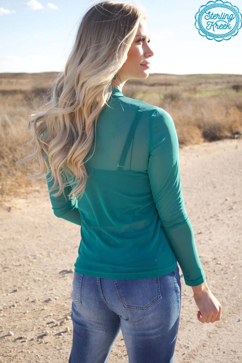 Meshed Out Darker Turquoise Top