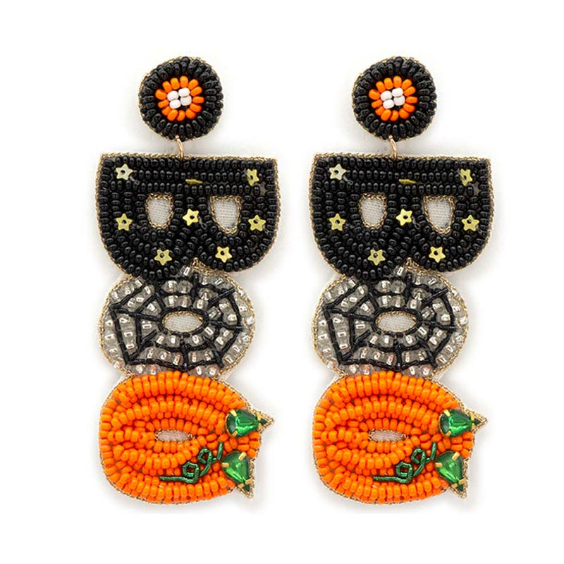 Halloween Earrings-BOO Seed Bead