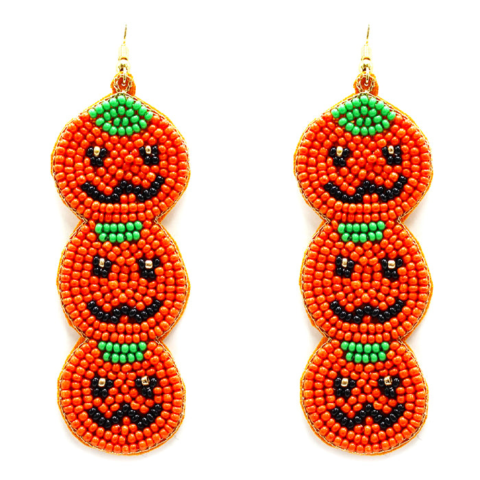 Halloween Earrings-3 Pumpkin Seed Bead