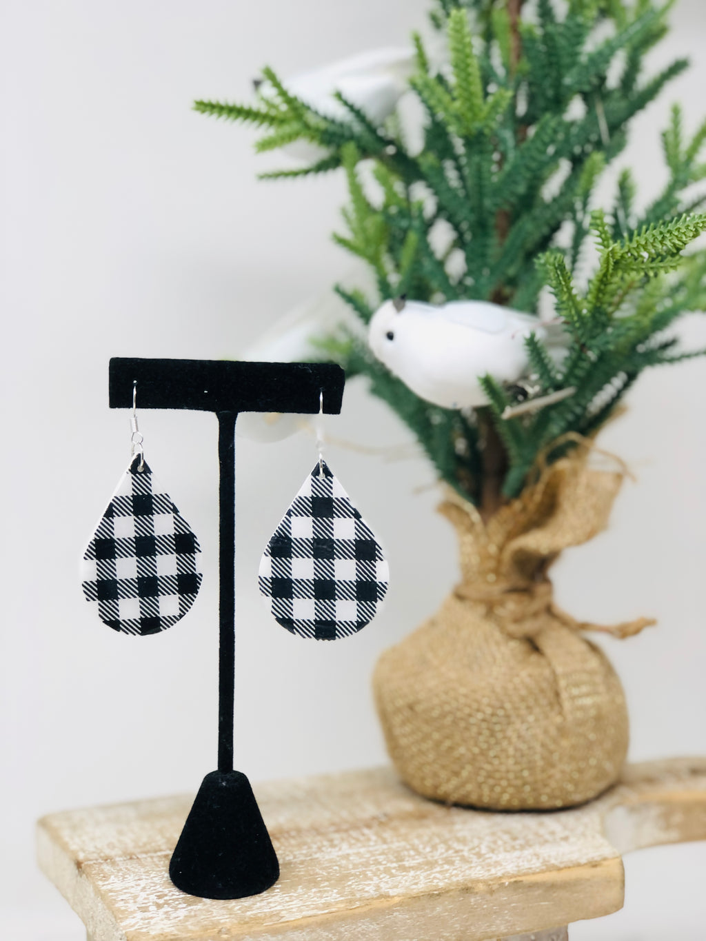 Black & White Plaid Earrings