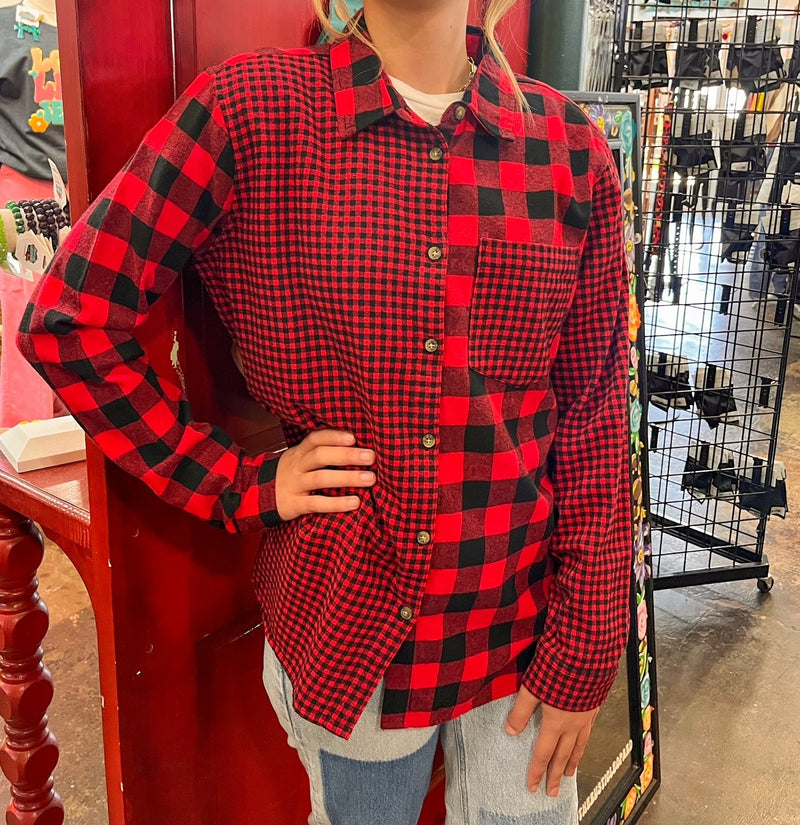 Red Black Plaid Long Sleeve