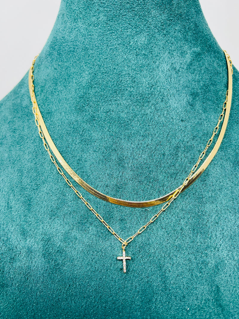 Gold Layered Link & Snake Chain Necklace