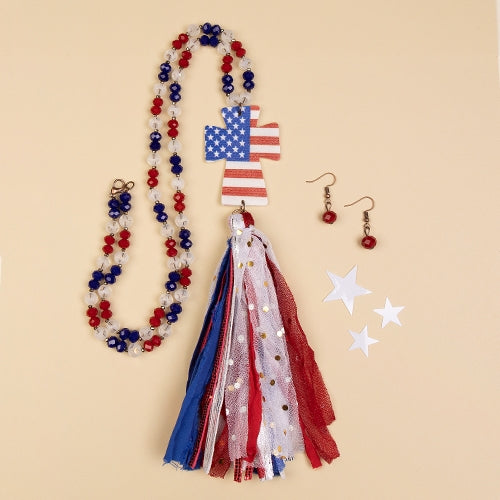 American Flag Necklace wTassell
