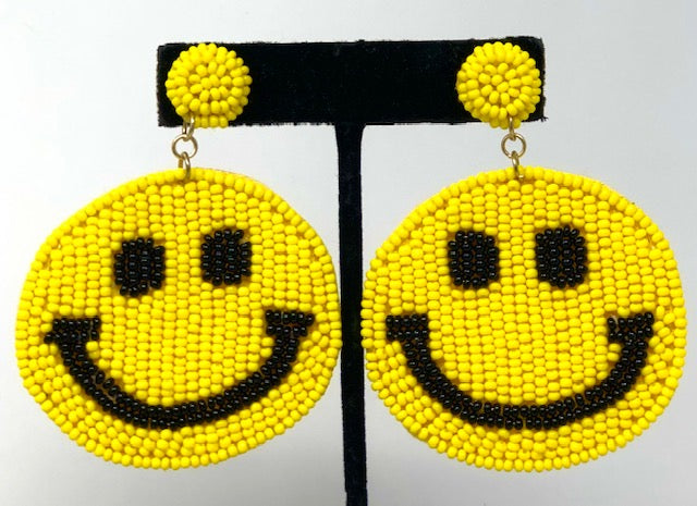 Seed Bead Earrings-Happy Face