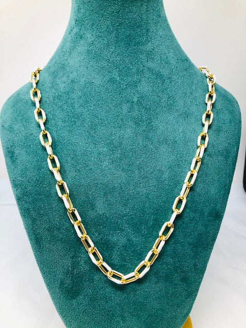 White & Gold Link Necklace